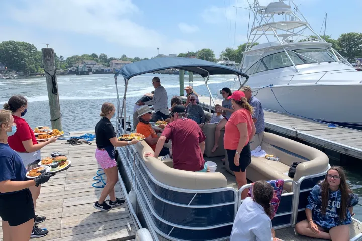 a group of people on a boat