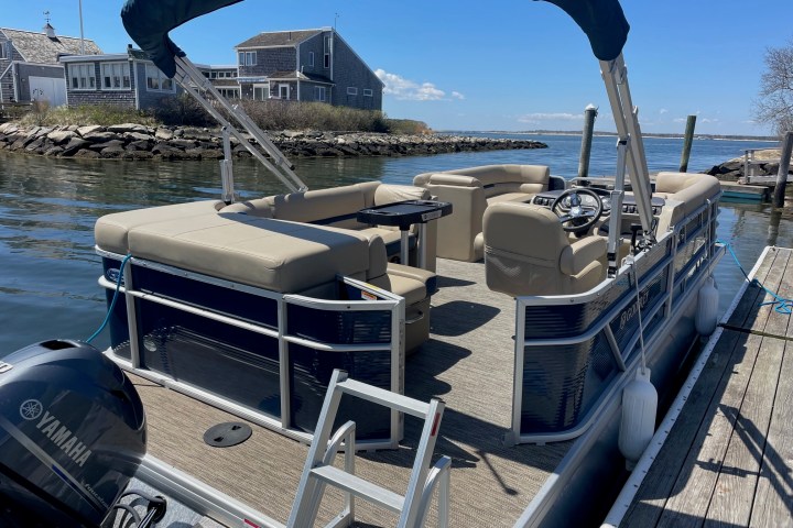 a boat parked on the side of a building